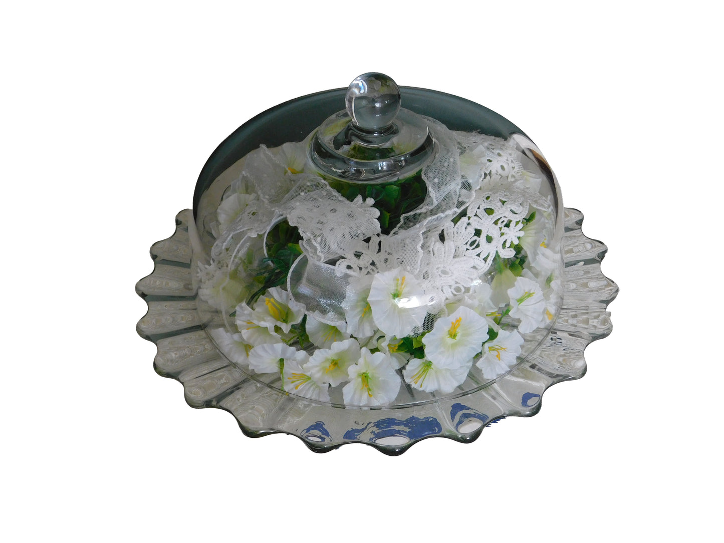 Shabby Chic Glass Cake Stand