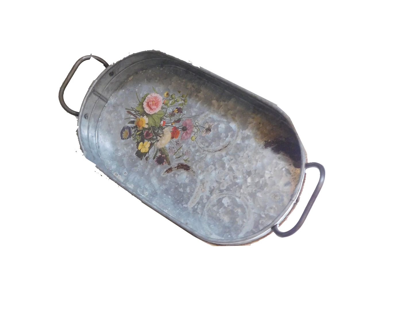 Shabby Chic Oval Metal Tray