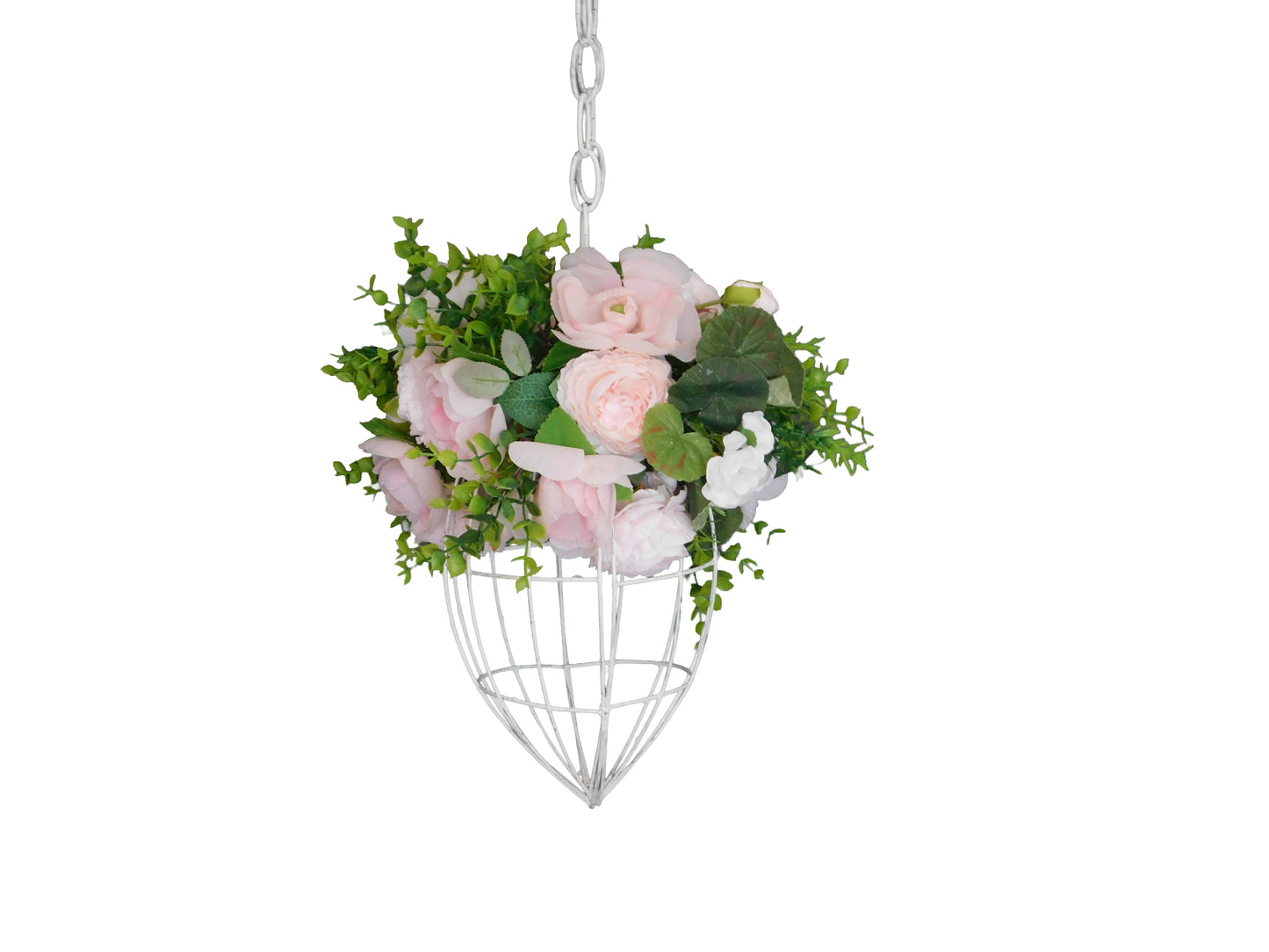 Pink Peony Arrangement in Handmade Egg-Shaped Metal Cage