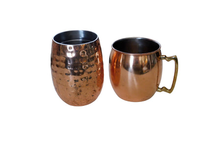 Vintage Copper Mug Set — Smooth & Textured