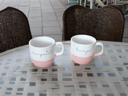 2 Pink and White Mugs