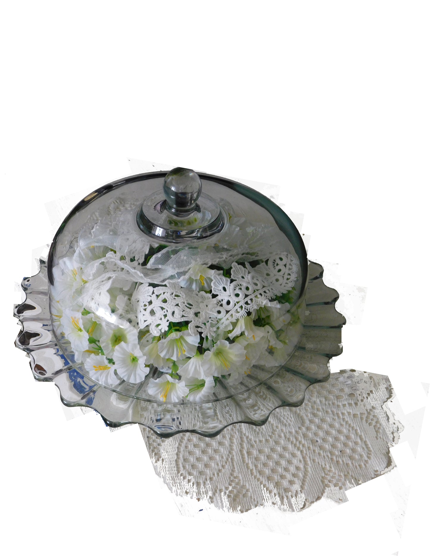 Shabby Chic Glass Cake Stand