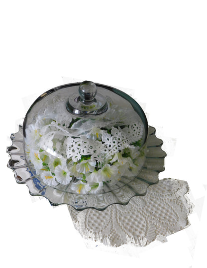 Shabby Chic Glass Cake Stand