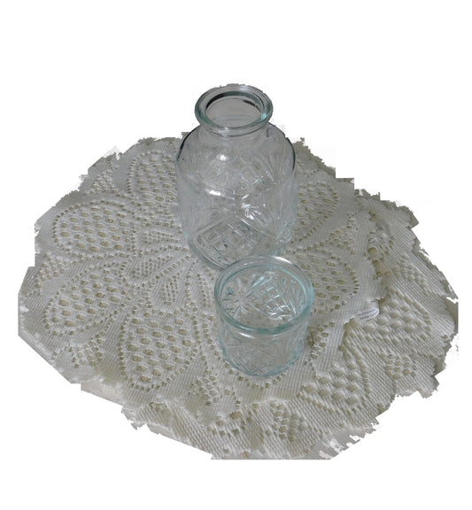 Shabby Chic Etched Glass Night Water Bottle with Matching Cup