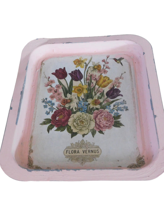 Shabby Chic Pink Metal Tray