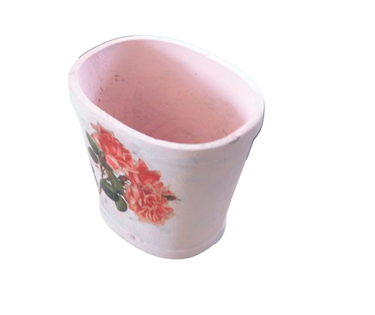 Shabby Chic Pink Round Planter