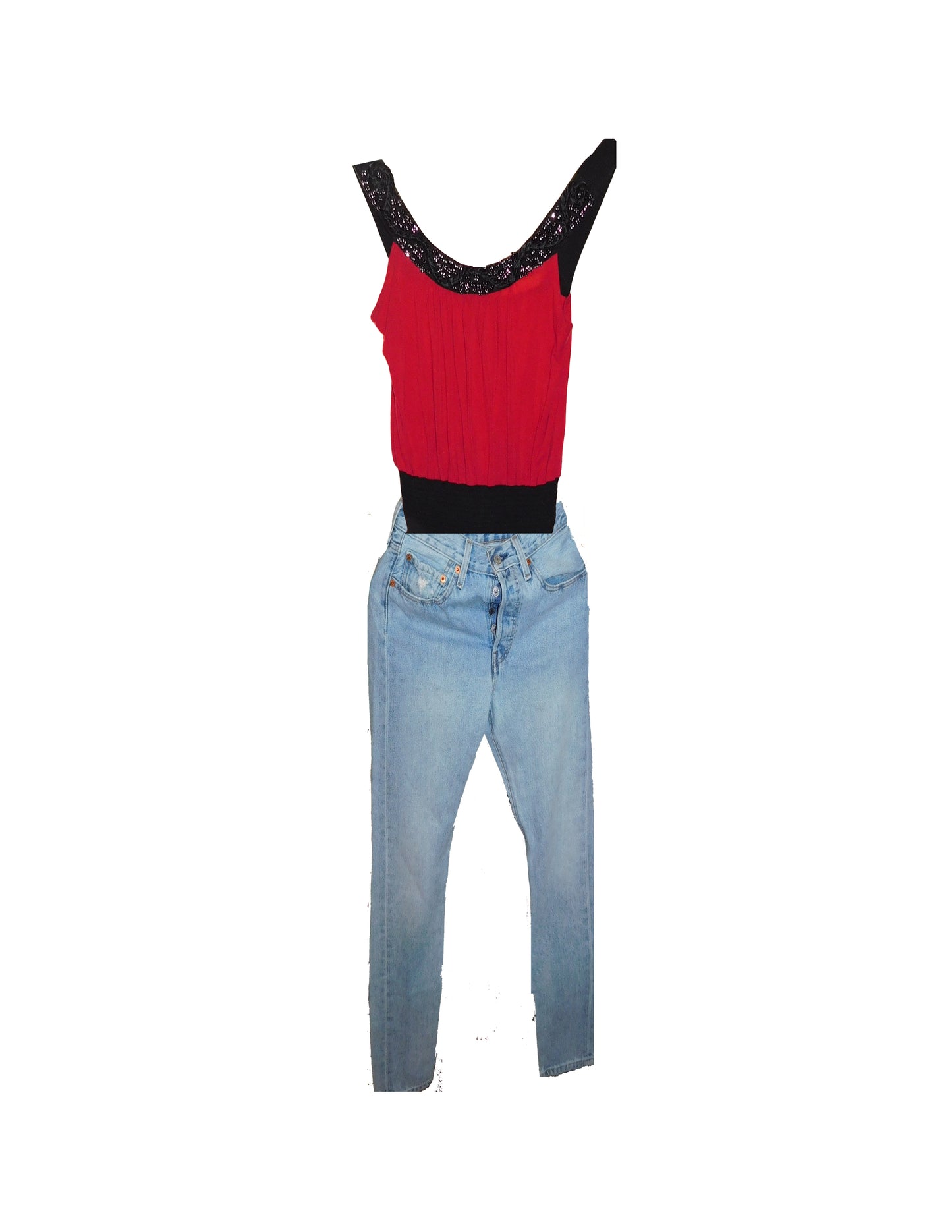 Red and Black Vintage Top