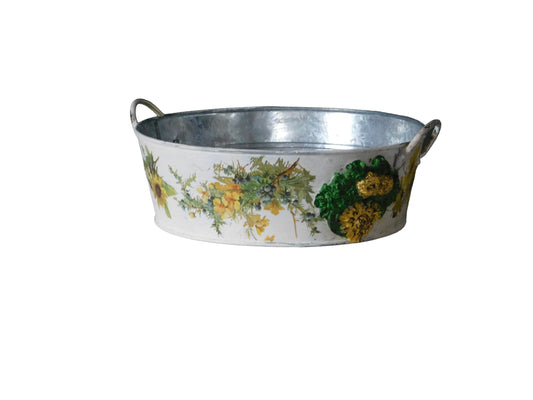 Round Yellow Metal Planter
