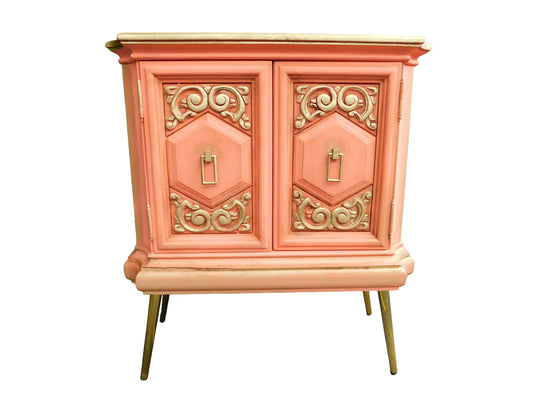 Vintage Apricot Side Table with Brass Legs | Tainaleevintage"