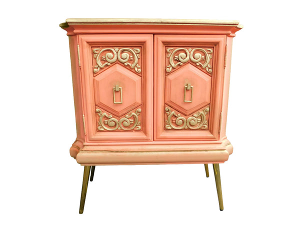 Vintage Apricot Side Table with Brass Legs | Tainaleevintage"